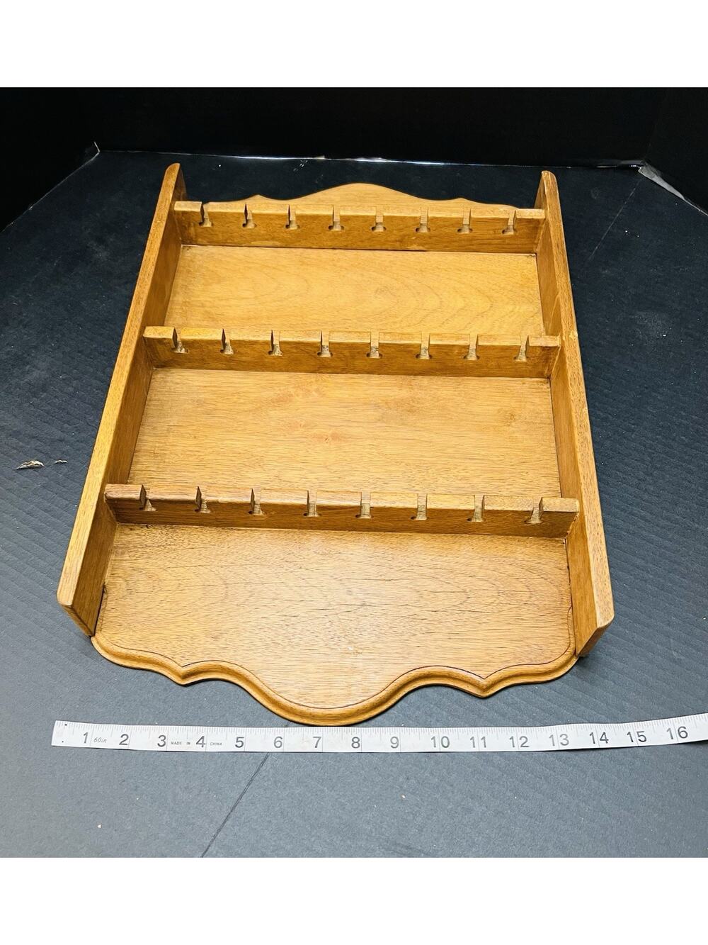 Vintage Wooden 24 Collectible Spoon Holder. Made Of Oak.